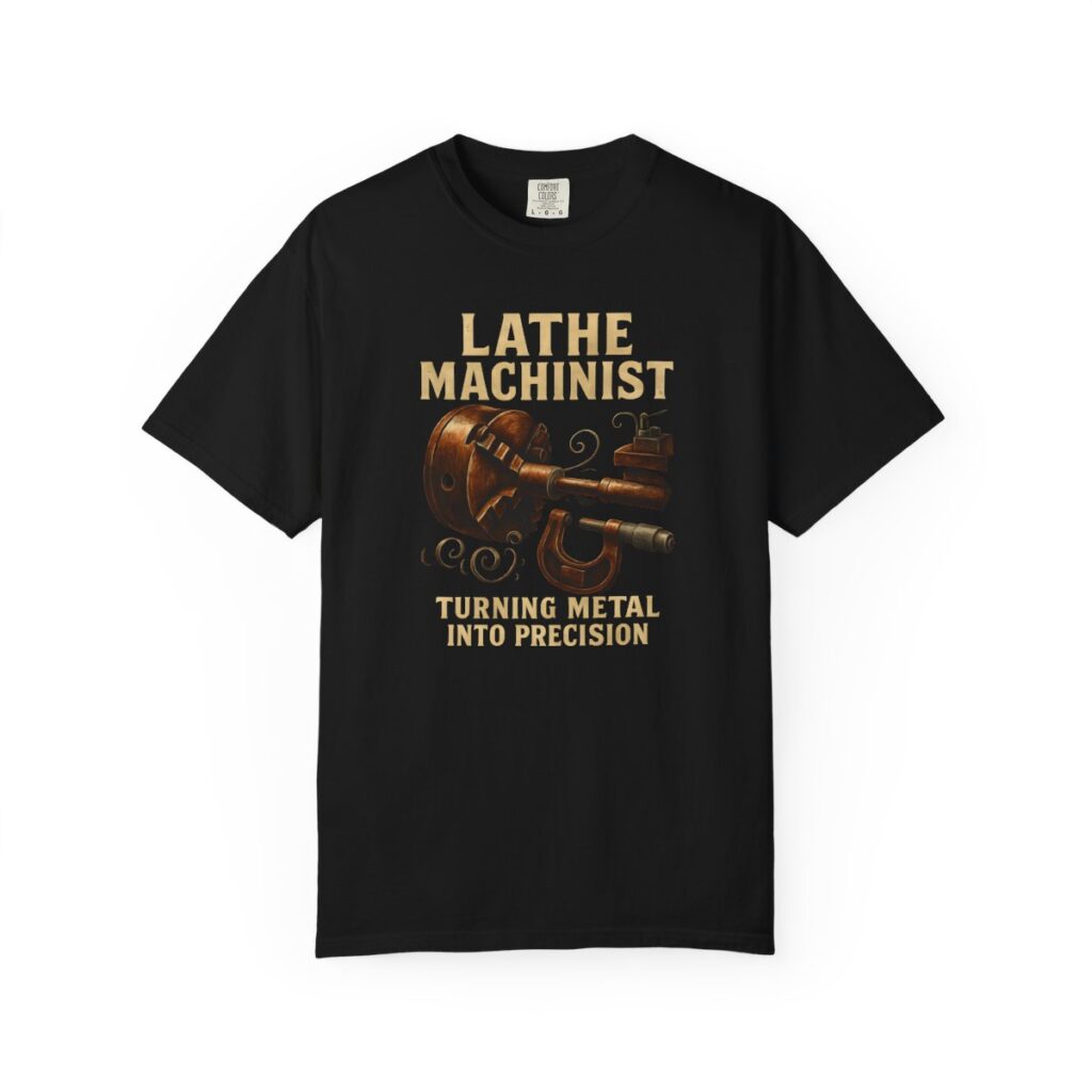 Lathe Machinist Turning Metal Into Precision Tee