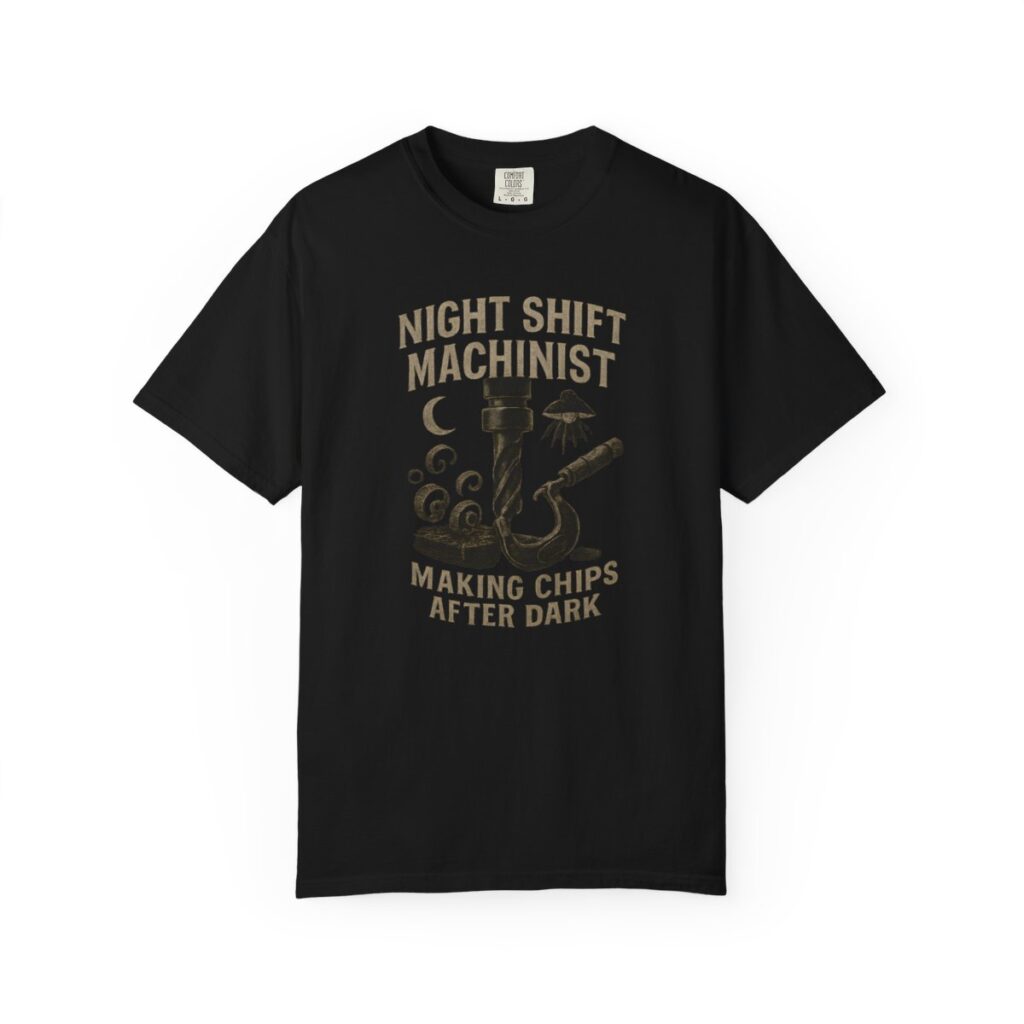 Night Shift Machinist Making Chips After Dark Tee